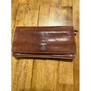 Harbour 2nd Luja Leather Wallet Cognac Brown Anchor Logo Clutch Bifold Organizer
